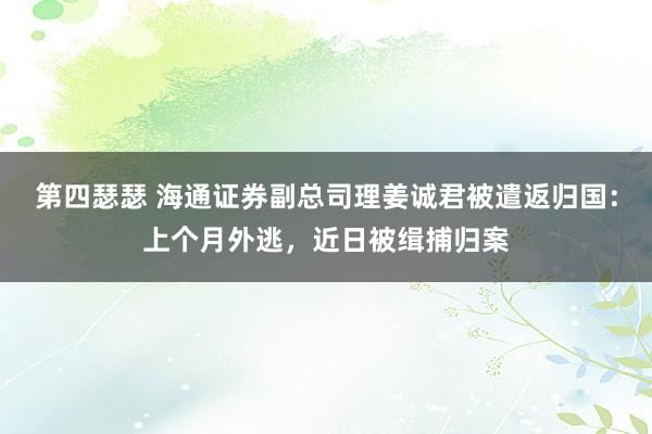 第四瑟瑟 海通证券副总司理姜诚君被遣返归国：上个月外逃，近日被缉捕归案