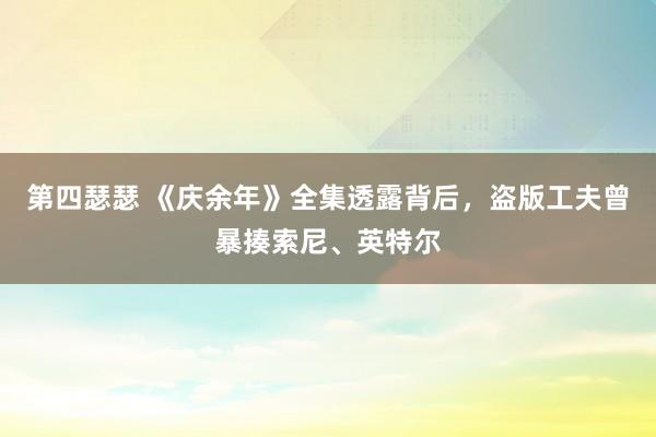 第四瑟瑟 《庆余年》全集透露背后，盗版工夫曾暴揍索尼、英特尔