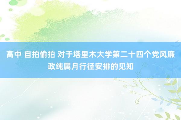 高中 自拍偷拍 对于塔里木大学第二十四个党风廉政纯属月行径安排的见知