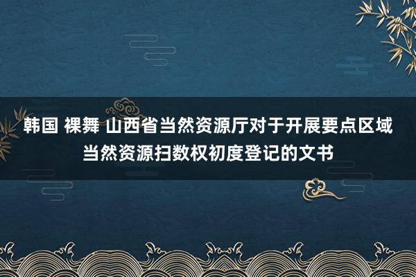 韩国 裸舞 山西省当然资源厅对于开展要点区域当然资源扫数权初度登记的文书